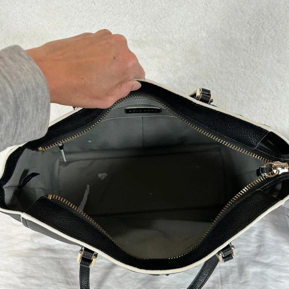 Cole Haan Go-To Tote Black Grand Series Pebbled Leather Bag U06581 NEW